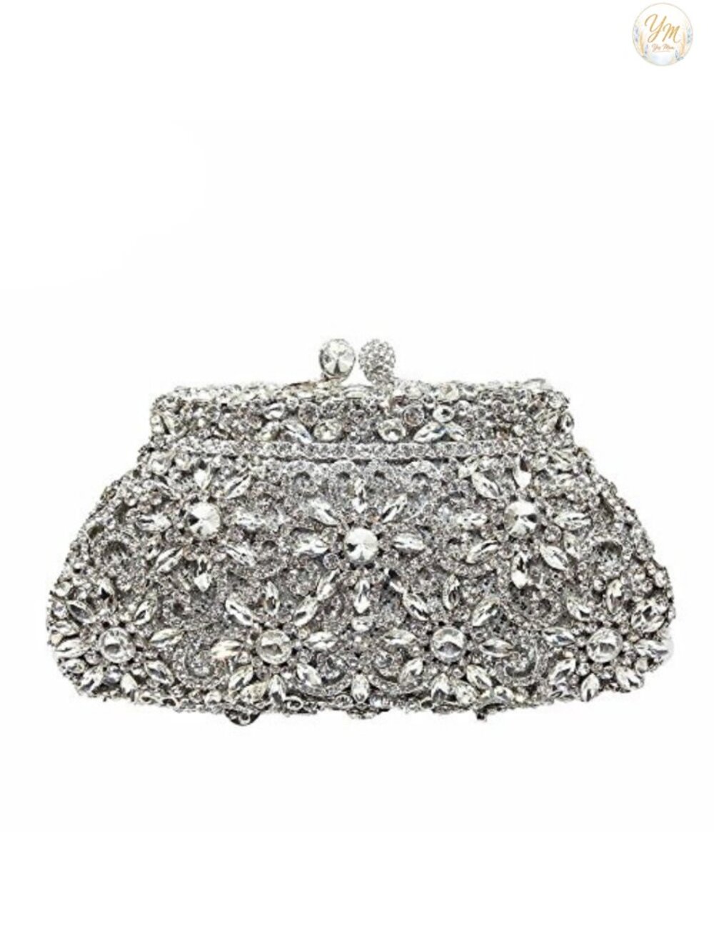 Crystal Clutch Purse Crown Floral Evening Handbag Detachable Chain Wedding
